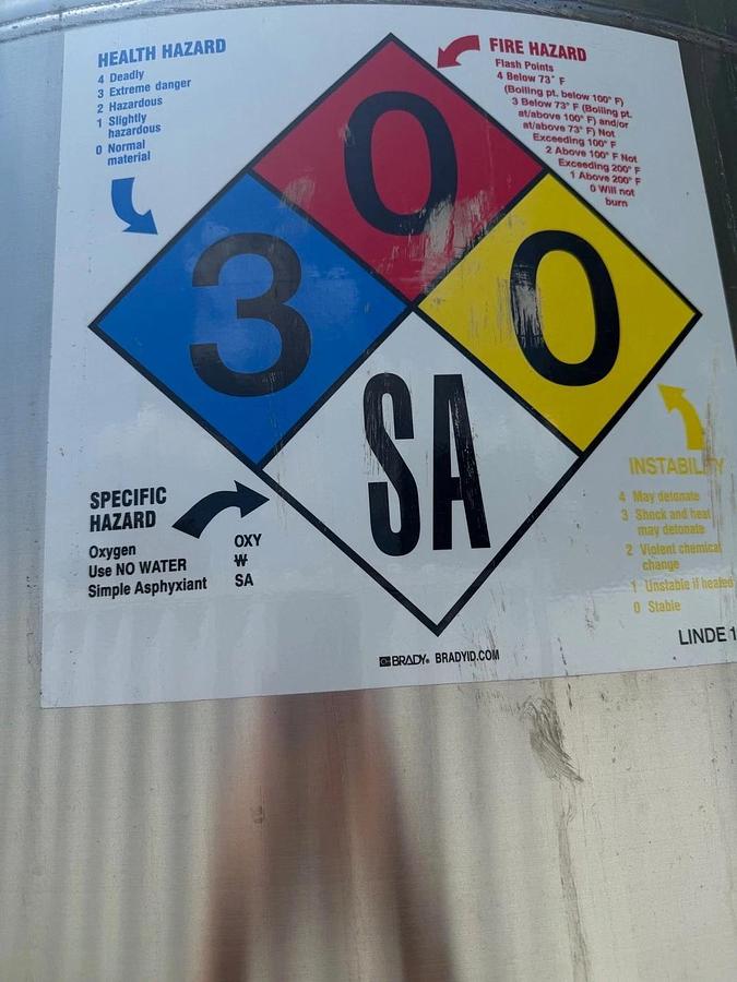 Used Perma-Cyl 2000L Nitrogen, Refrigerated Liquid Storage Tank