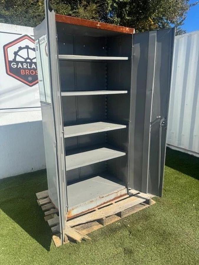 Used Industrial Storage Cabinet 2-Door, 4-Shelf Cabinet W:36” D:20” H:72” w/Mirror