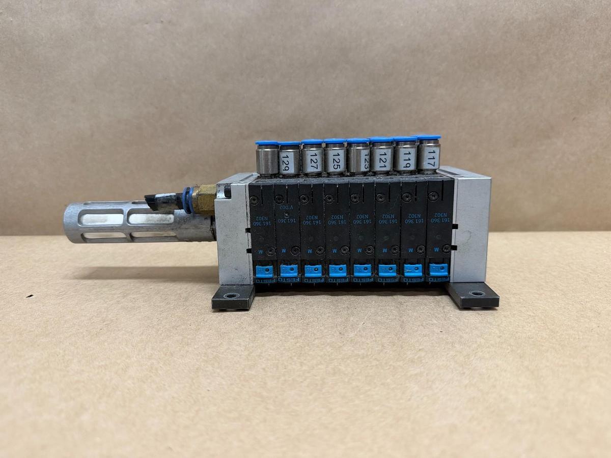 Used Festo CPV-14-VI Manifold Assembly w/ (8) 161-360 Solenoid Valves