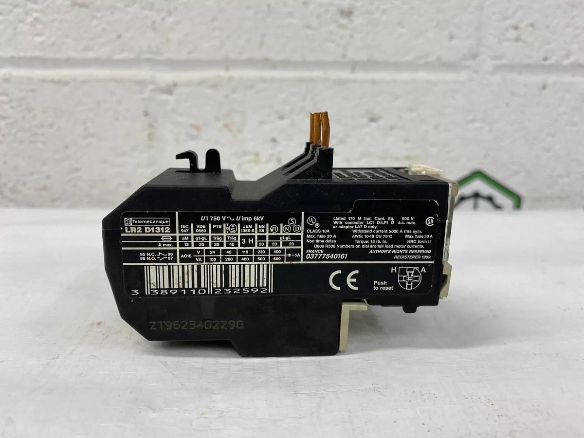 Used Telemecanique LR2 D1312 Overload Relay 600 V a.c. Max. Class 10A