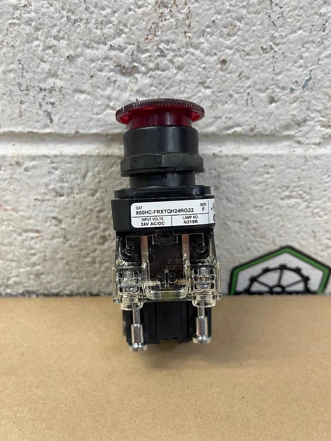 Used Allen Bradley 800HC-FRXTQH24RG22 Emergency Stop Pushbutton Ser F 24V