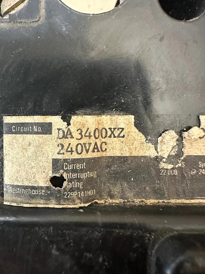 Used Westinghouse DA3400XZ 400A 3 Pole Circuit Breaker