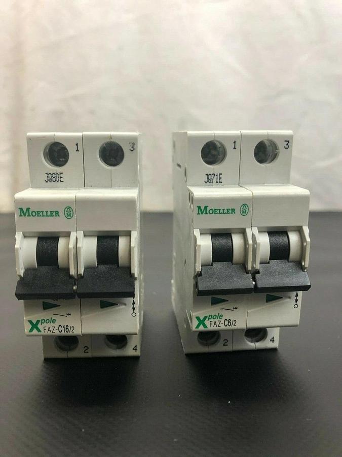 Used Moeller FAZ-C16/2 Thermal Magnetic Circuit Breakers (LOT of 2)