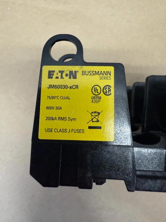 Used Eaton Bussmann JM60030-xCR Fuse Block, 600V, 30A