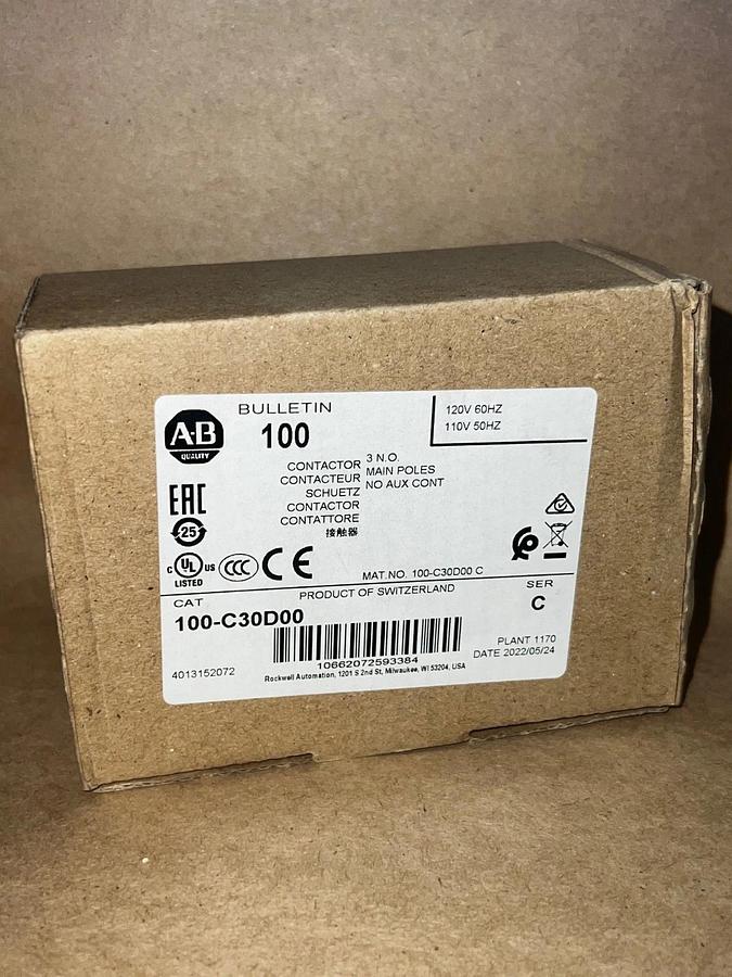 Allen Bradley 100-C30D00 Contactor 3 Poles 100-C30*00 *NEW*
