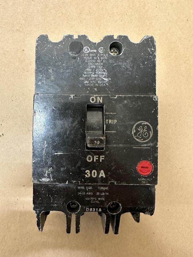 Used General Electric M-1070 30A 3 Pole Circuit Breaker