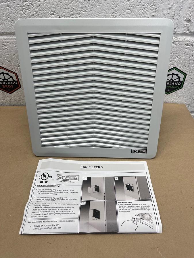 Used Saginaw Control & Engineering SCE-N12FA66LG Filter Fan 10”x10” RAL7035 Grey *NEW