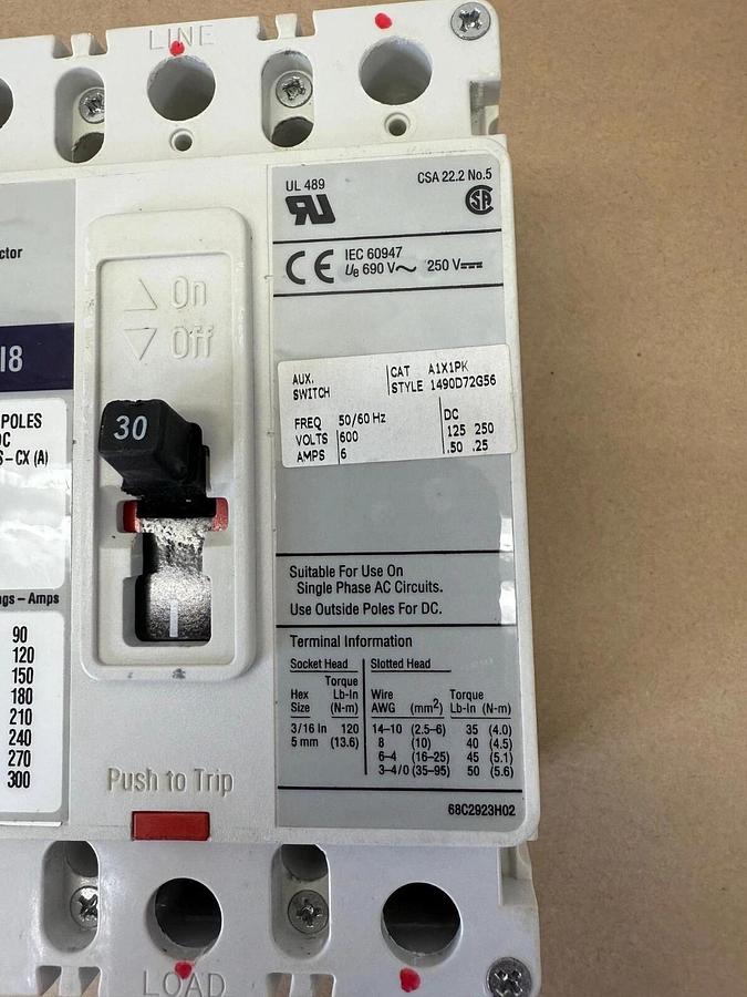 Used Allen-Bradley 140M-I8P-C30S-CX Motor Circuit Protector, Ser A, 140M-I8, 30A