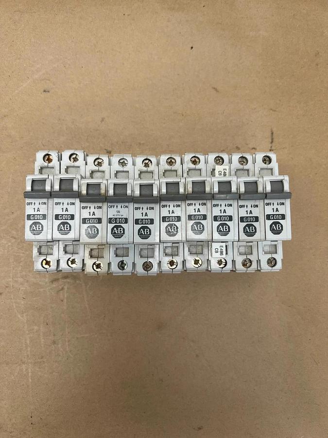 Used Allen Bradley G 010, 1492-CB1 1A Circuit Breaker - Lot of 10