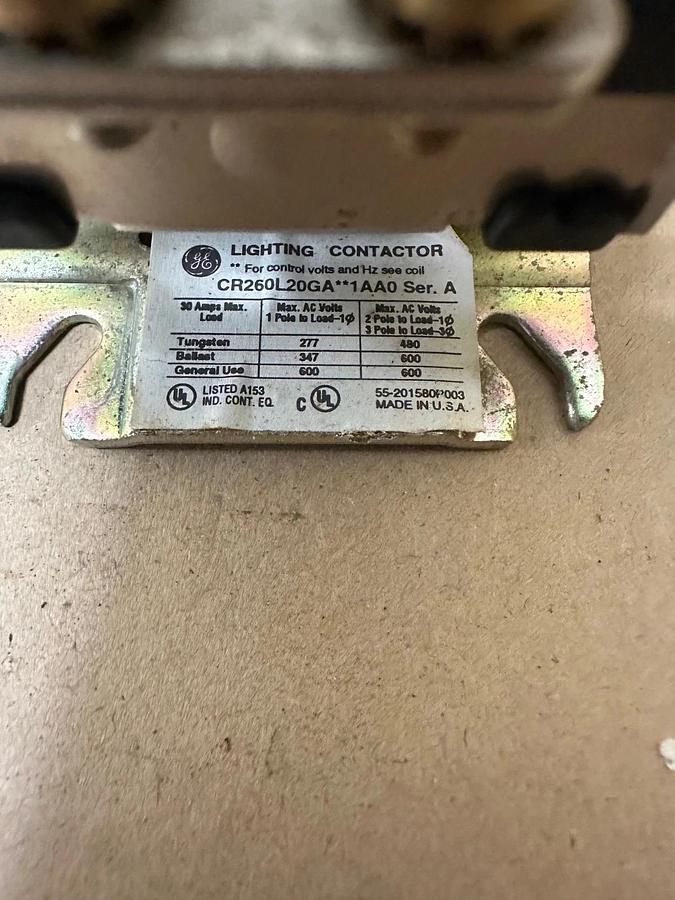 Used General Electric CR260L20GA361AA0 30A 6 Pole Lighting Contactor w/o Enclosure