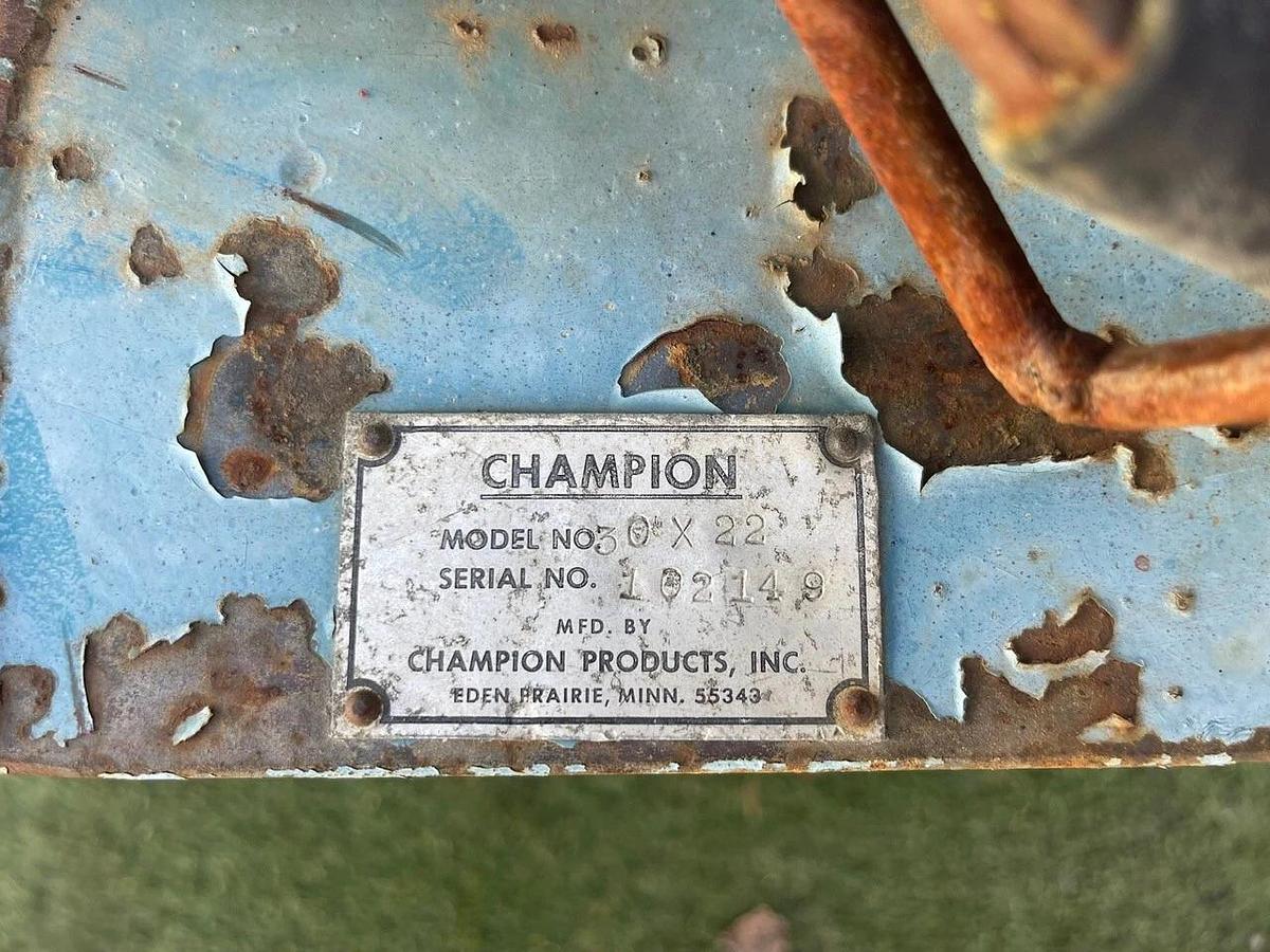 Used Champion 30X22 Hammer Mill w/ Reliance 125HP, 3750RPM Motor, S/N 102149