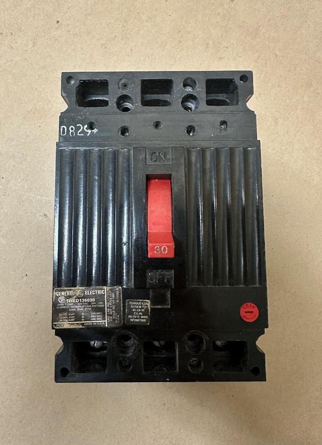 Used General Electric THED136030 30A 3 Pole Circuit Breaker