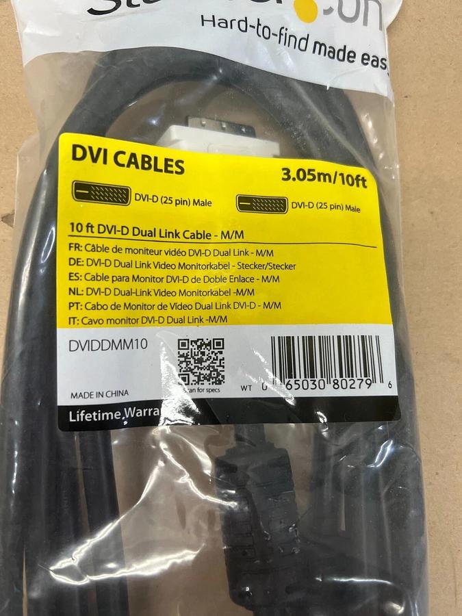 Used StarTech DVIDDMM10 3.05m/10ft DVI-D Dual Link Cable - Lot of 6