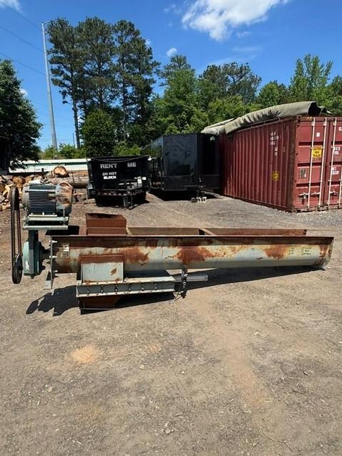 Used Industrial Screw Conveyor 16” Stick, 12’ L, 17” Trough 15Hp Motor 9.23:1 Gearbox