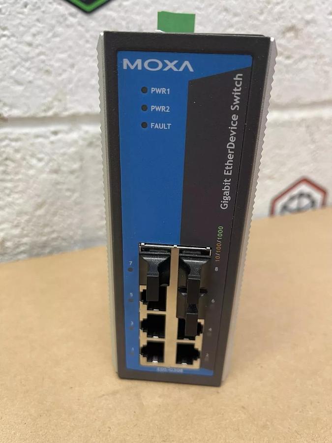 Used Moxa EDS-G308 Gigabit EtherDevice Switch, 8-Port, Input: 12-48 VDC