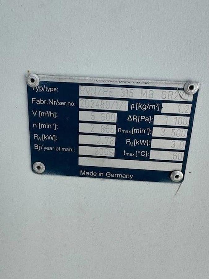 Used Systemair RVN/RE 315 MB GR270, CW Bottom Horizontal, 3kW Motor 2890RPM 440-480V