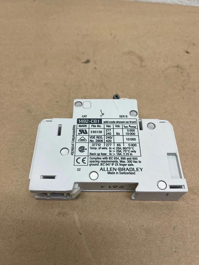 Used Allen-Bradley 1492-CB1 G 005 Supplementary Protector, Series B, 0.5 A