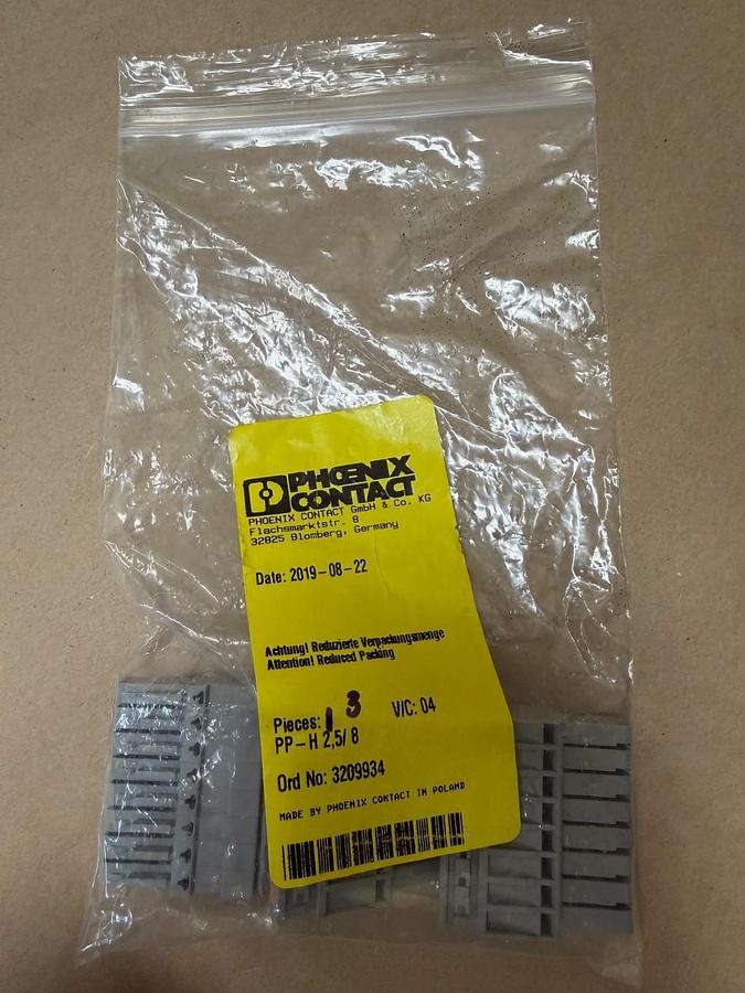 Used Phoenix Contact PP-H 2,5/8 Terminal Plug *NEW* - 3 Pcs