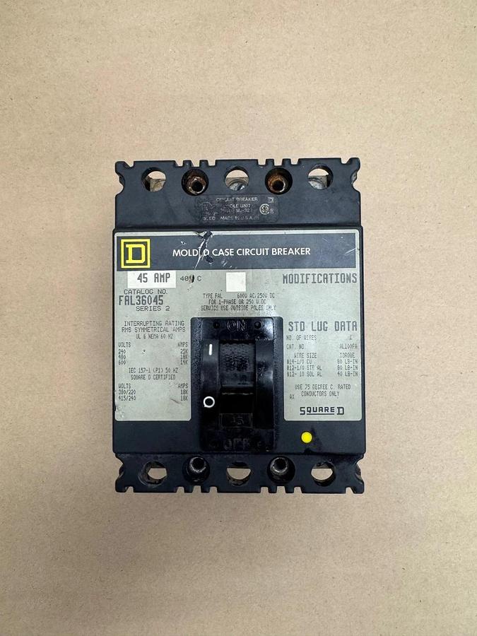 Used Square D FAL36045 45A 3 Pole Circuit Breaker