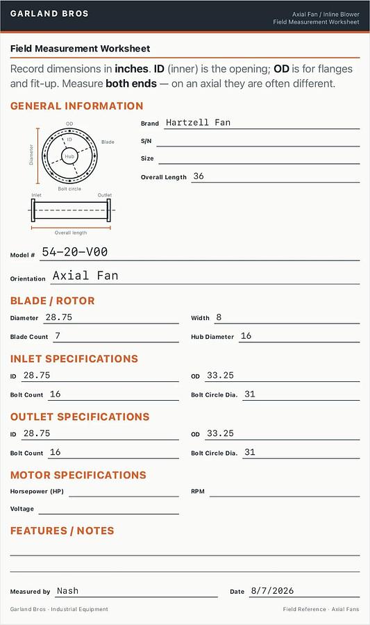 Used Hartzell Fan 54-20-V00 Axial Inline Fan