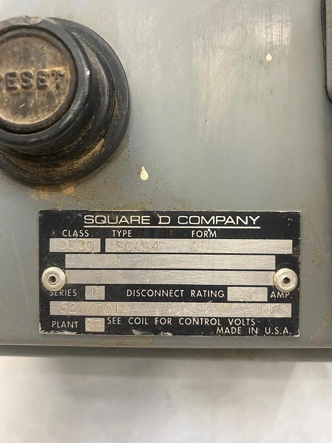 Used Square D 8539 SC54 A Ser D Combination Starter Motor Circuit Protector