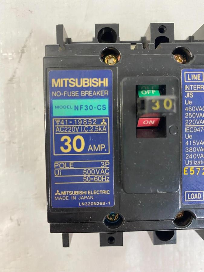 Used Mitsubishi NF30-CS 30 AMP No-Fuse Breaker 500 VAC (50-60 Hz)