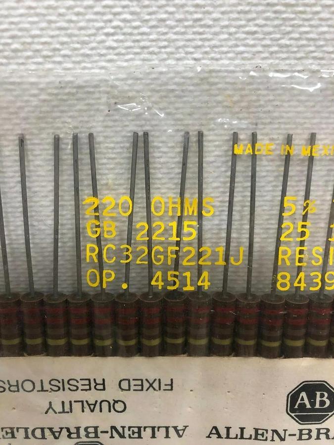 Used Allen-Bradley Resistors (100) 220 OHMS (100) 390 OHMS (100) 68k OHMS