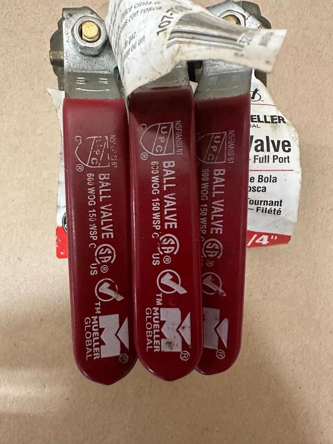Mueller Ball Valve Threaded - Full Port, 1/4”, 600 WOG - Lot of 3 *NEW*
