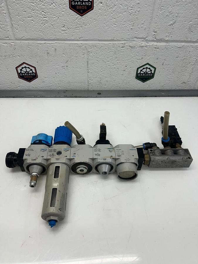 Used Festo LFR-D-MIDI Pneumatic Regulator and Valve Assembly w/ Manifold Valve