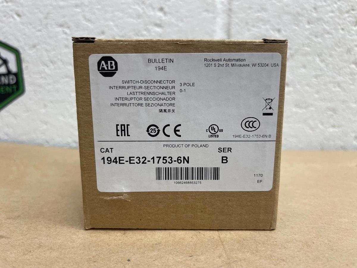 Used Allen Bradley 194E-E32-1753-6N Series B Switch-Disconnector *NEW*