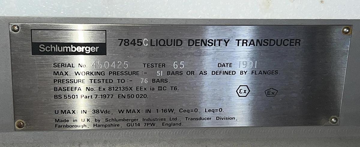 Used Schlumberger 7845 Liquid Density Transducer