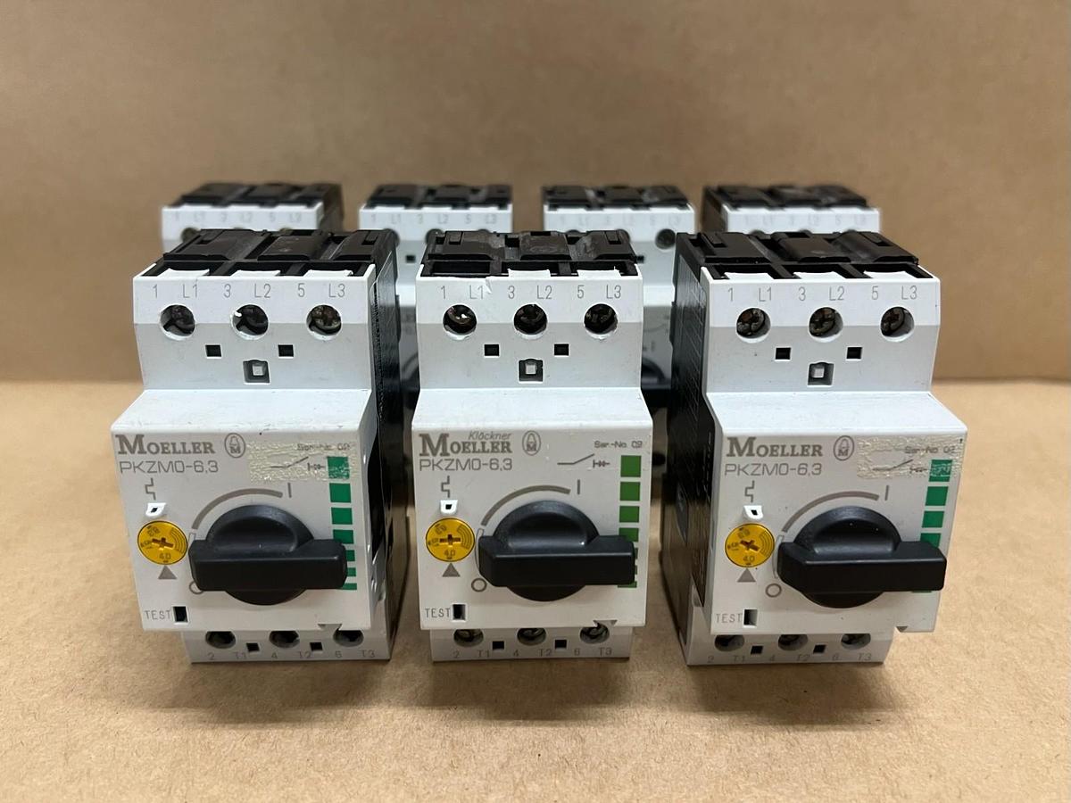 Used Moeller PKZM0-6.3 Motor Protective Circuit Breaker, 4.0-6.3A - Lot of 7