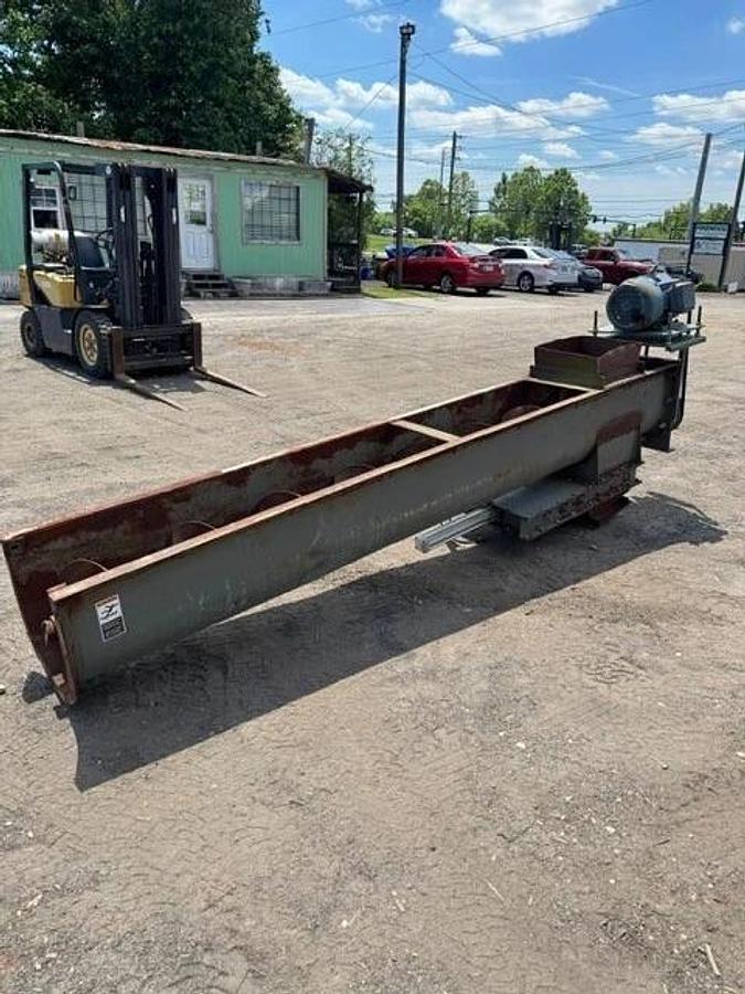 Used Industrial Screw Conveyor 16” Stick, 12’ L, 17” Trough 15Hp Motor 9.23:1 Gearbox