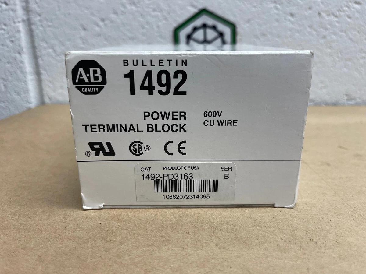 Used Allen Bradley 1492-PD3163 Series B Power Terminal Block 600V, 335A, CU75