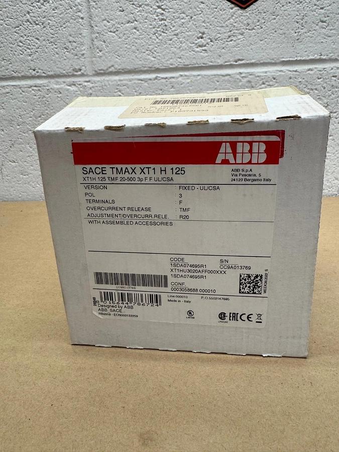 ABB XT1HU3020AFF000XXX 20A Circuit Breaker, 3 Poles *NEW*