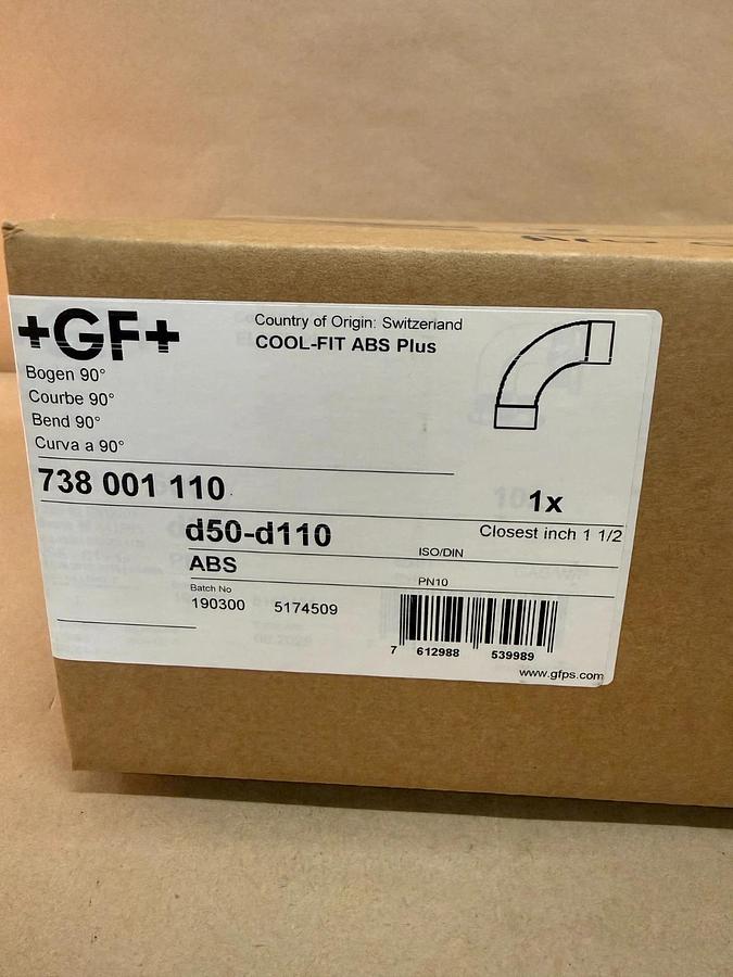 Used Georg Fischer Cool-Fit ABS 90° 738 001 110 *FACTORY SEALED*