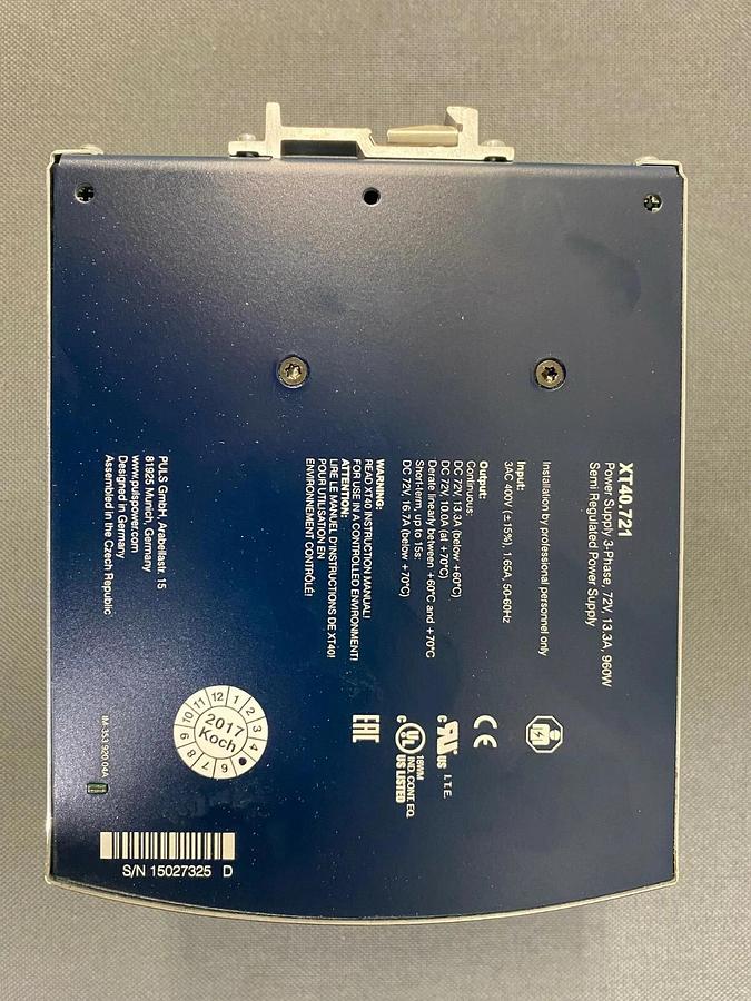 PULS XT40.721 DC Power Supply, 72 V, 13.3 A, 960 W