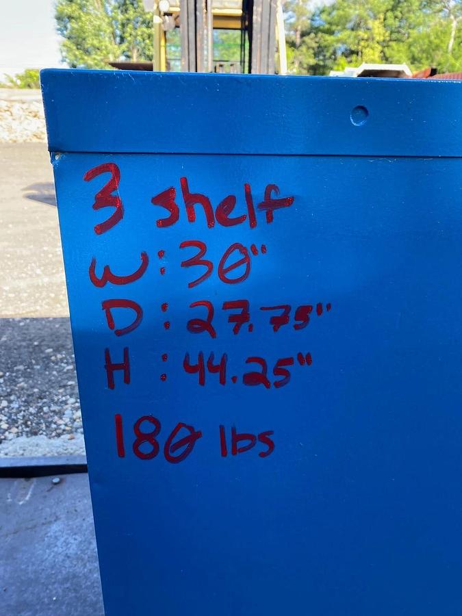 Used Stanley Vidmar 3 Shelf Heavy Duty Ind Tool Storage Cabinet W:30” D:27" H:44.25"