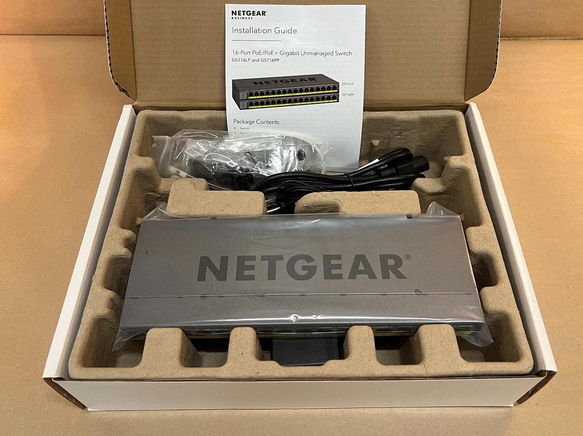 Used Netgear GS116LP 16-Port Gigabit Ethernet PoE + Unmanaged Switch *NEW*