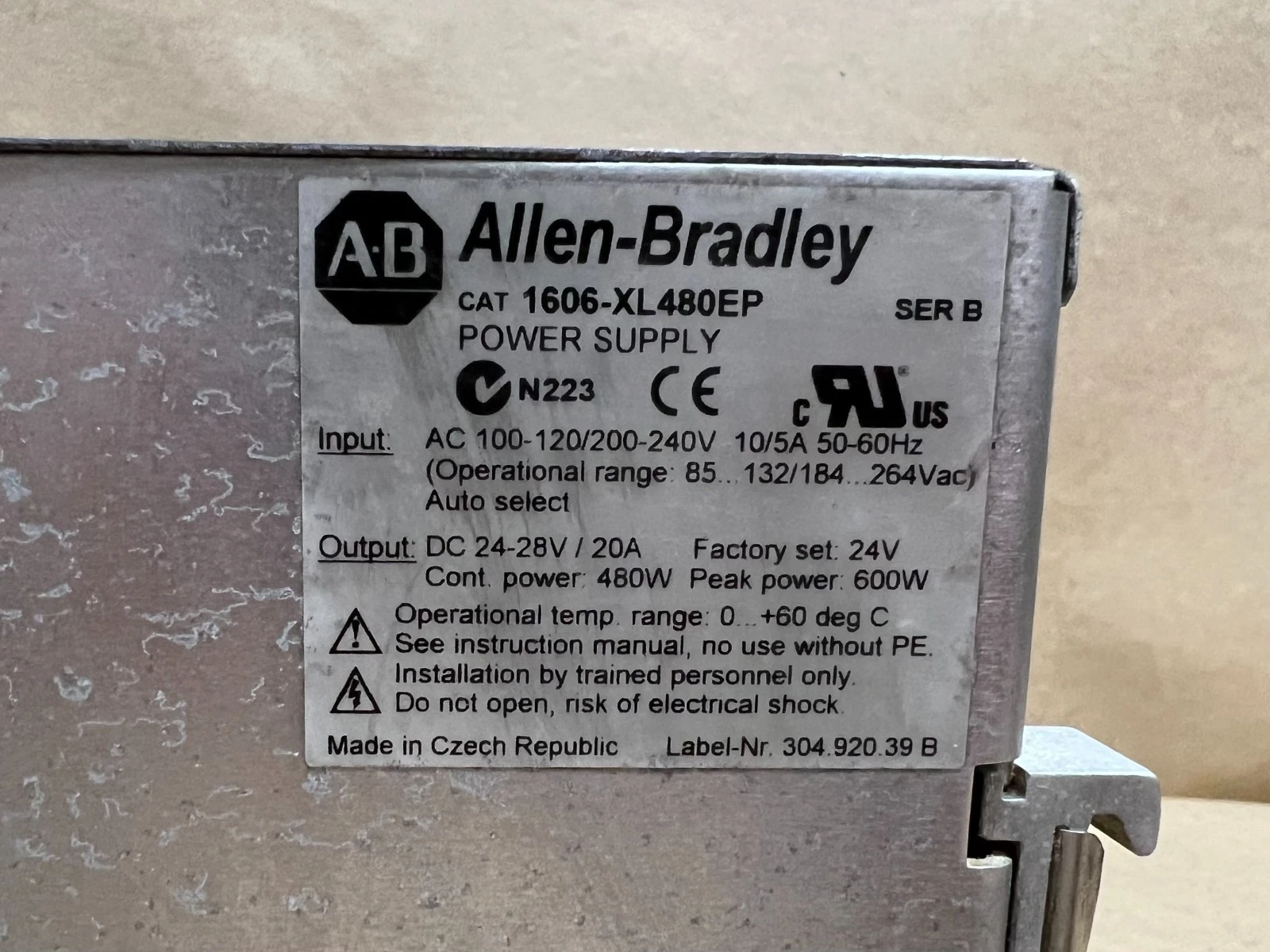 Used Allen Bradley 1606-XL480EP Series B Power Supply
