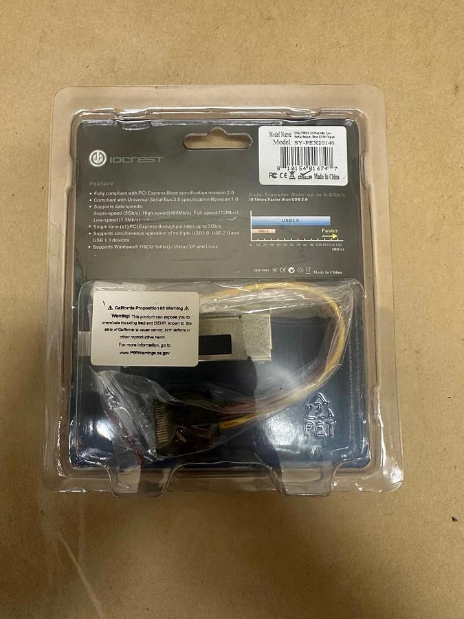 Used IOCREST SY-PEX20140 2/4 Ports USB3.0 PCI-Express Controller Card *NEW*