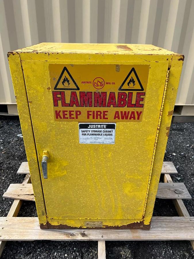 Used Justrite 25710 12 Gallon Capacity Safety Storage Cabinet (for flammable liquids)