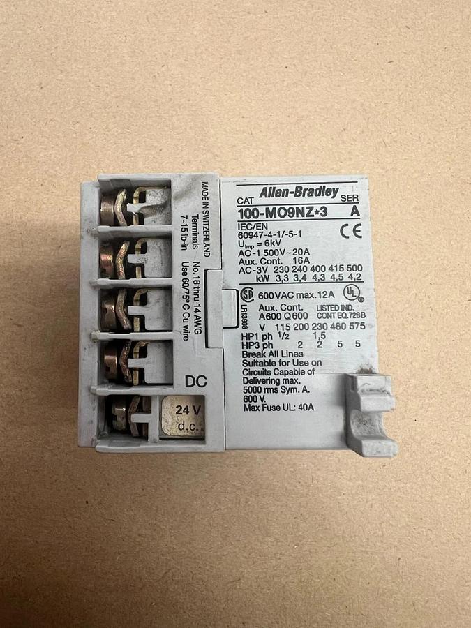 Used Allen Bradley 100-MO9NZ*3/195-MB22 Contactor w/ Auxiliary Contact