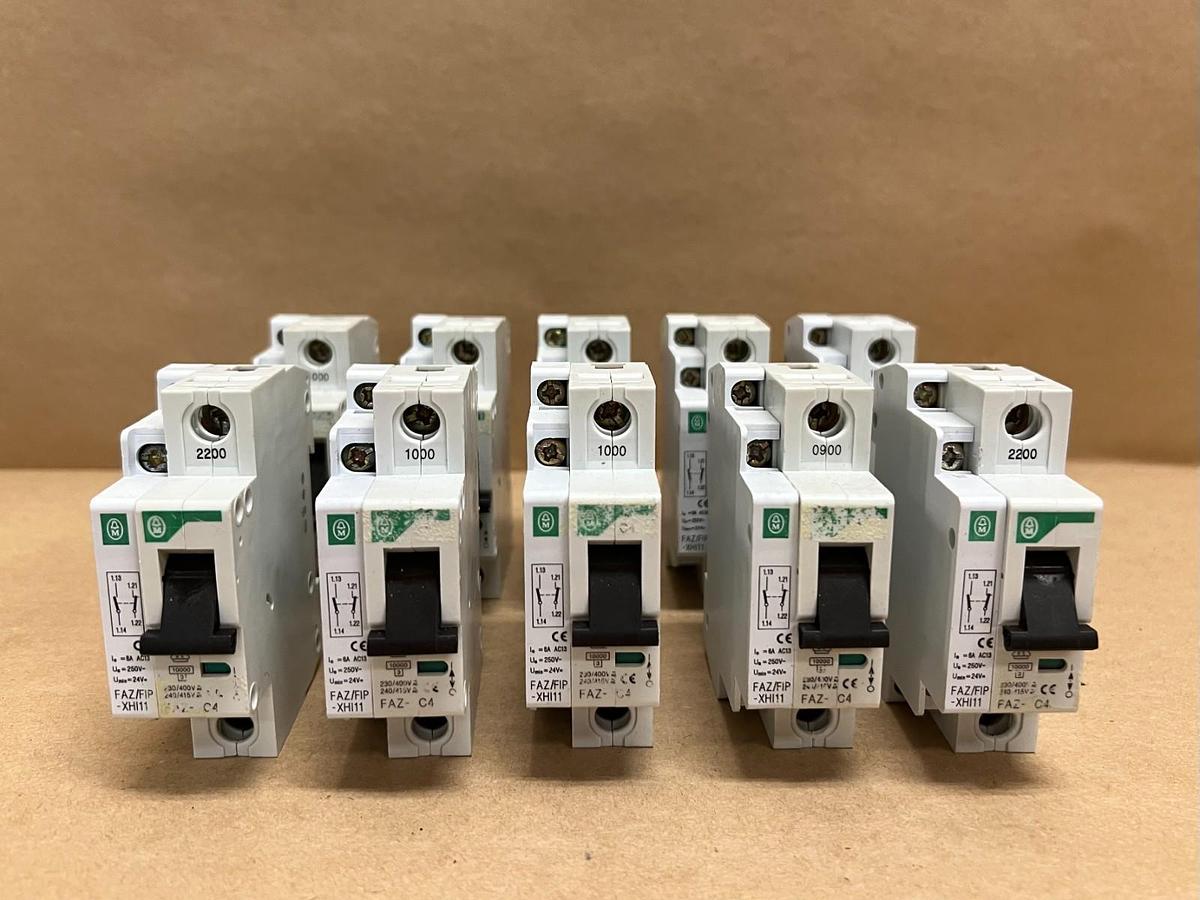Used Moeller FAZ-C4 4A, 1P Circuit Breakers - Lot of 10