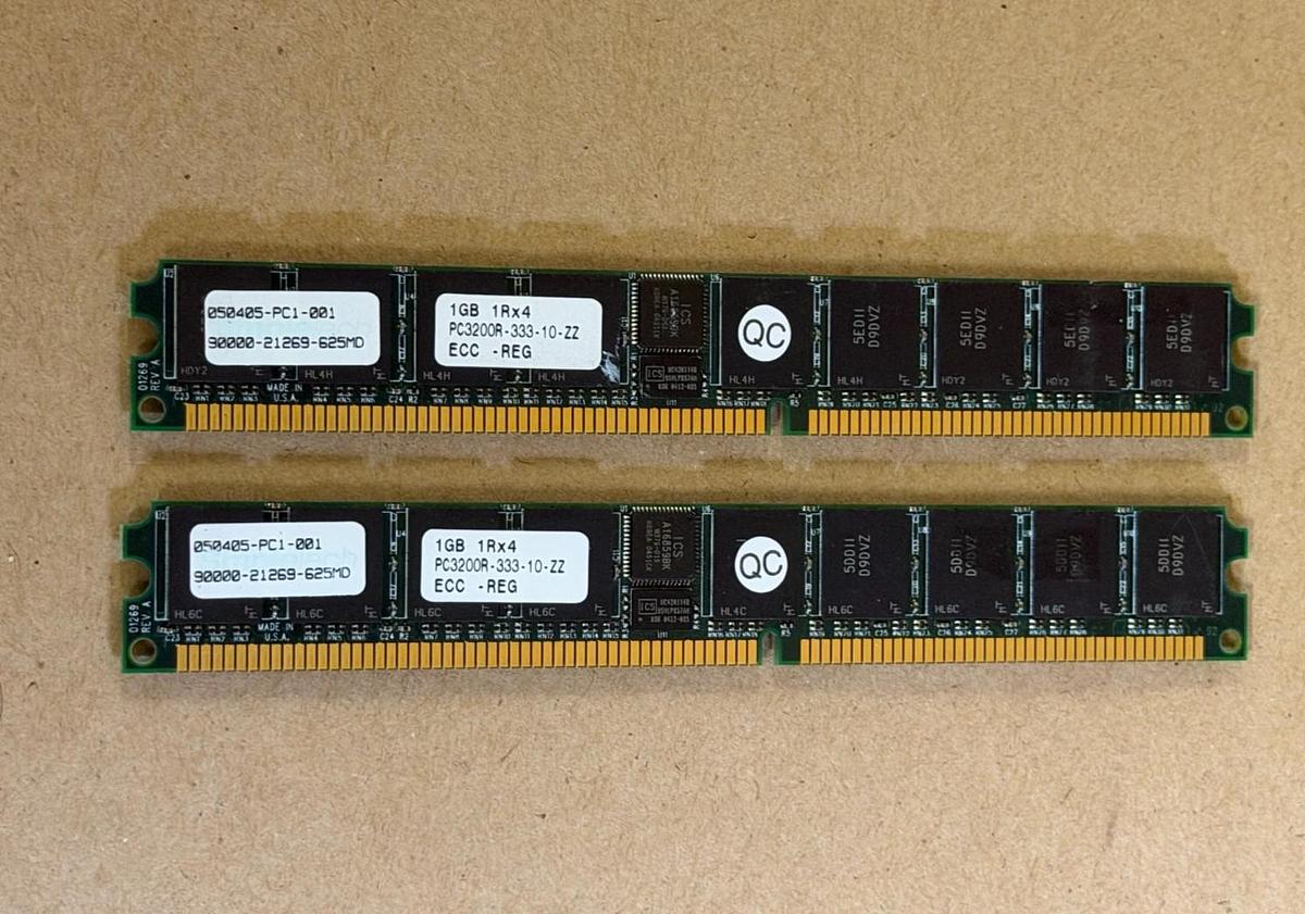 Used Simpletech PC3200R-333-10-22 Ram Memory - Lot of 2