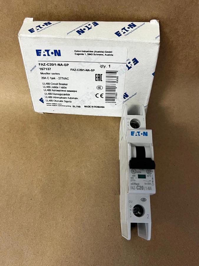Used Eaton FAZ-C20/1-NA-SP Circuit Breaker 20A 1 Pole