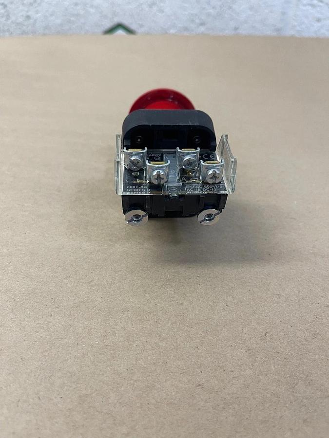 Used Allen-Bradley 800H-DR6A Push Button Unit Type 4, Series F, Mushroom Head Red Cap