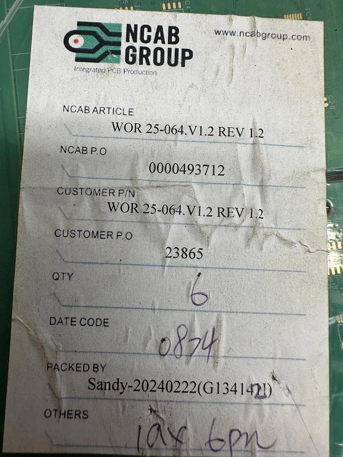 Used NCAB Group WOR 25-064 Circuit Board, Qty 6 *FACTORY SEALED*