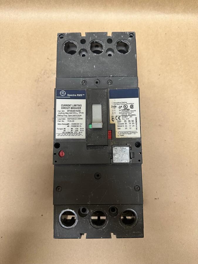 Used General Electric SFHA36AT0250 250A Current Limiting Circuit Breaker