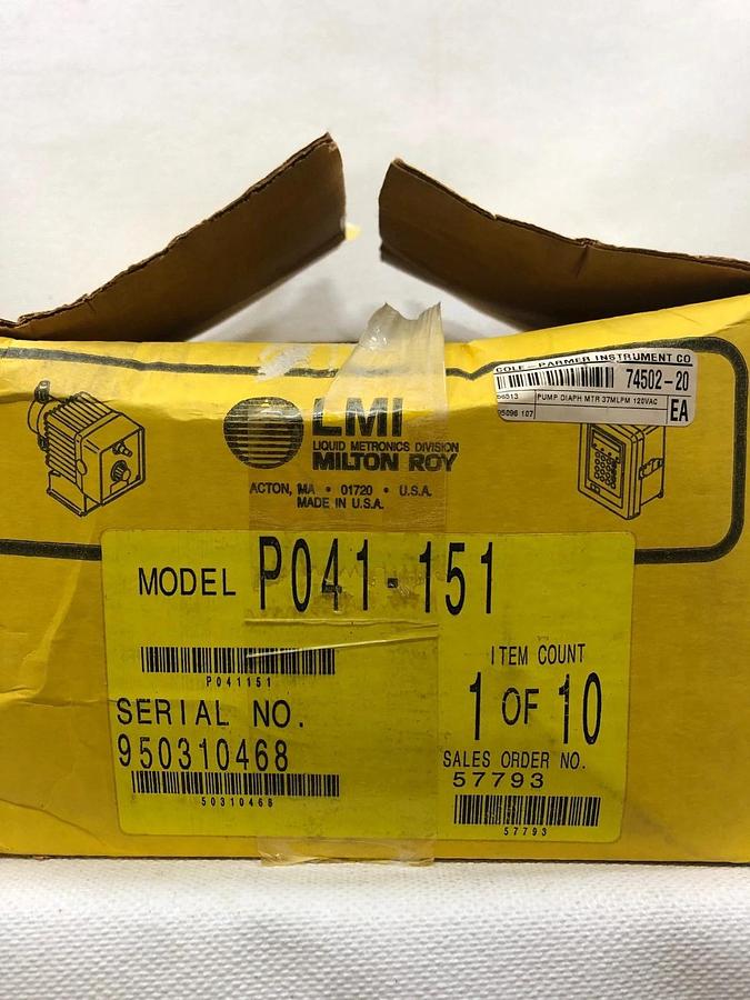 Used LMI Milton Roy P041-151 Metering Pump *NEW*
